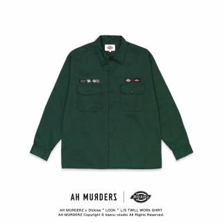 AH MURDERZ  Dickies  LOOK  L/S TWILL WORK SHIRT - GREEN -