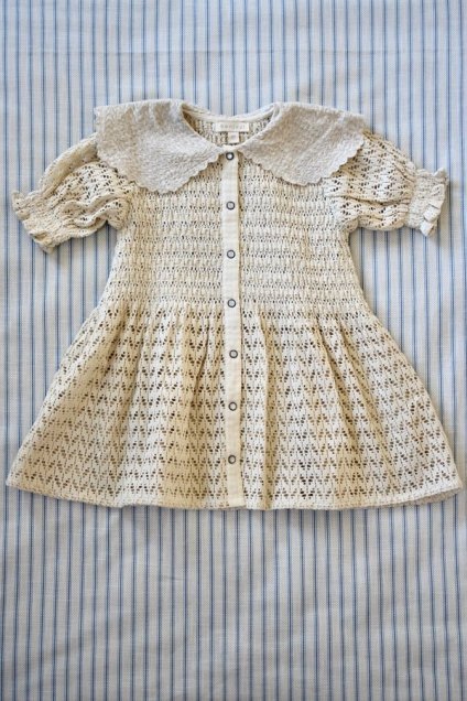 <img class='new_mark_img1' src='https://img.shop-pro.jp/img/new/icons14.gif' style='border:none;display:inline;margin:0px;padding:0px;width:auto;' />SS24 Bonjour DiaryRetro tunic, natural crochet knit(2,4,6,8,10y)