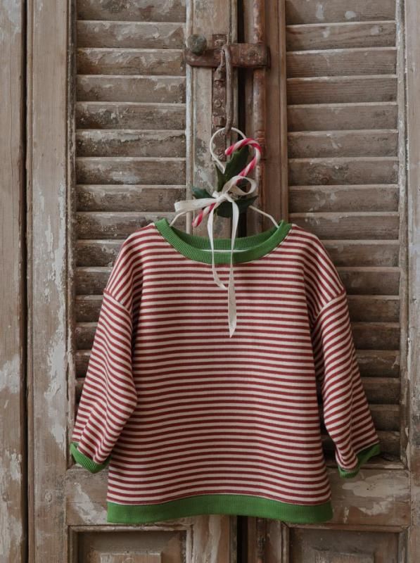 AW24 organic zoo Christmas Stripes Sweatshirt (6-12m,1-2y,2 AW24 organic zoo Christmas Stripes Sweatshirt (6-12m,1-2y,2
