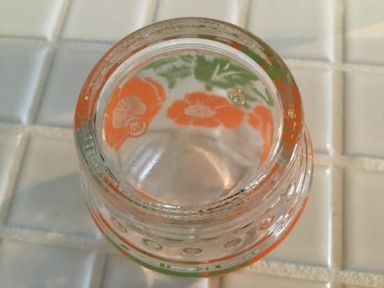 昭和レトロ　あめや瓶　ブルー　植物柄入り 昭和レトロ あめや瓶 ブルー 植物柄入り