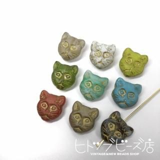猫全身ガラスビーズ2個 - ヴィンテージビーズ通販【ヒトツブビーズ店