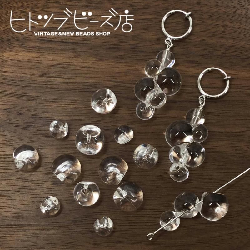 鈴丸ビーズ8mm 4個(クリア/クリアケシ)｜ヒトツブビーズ店