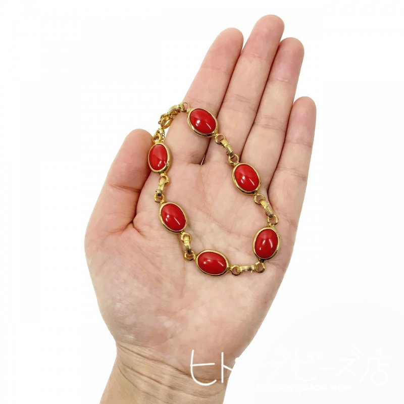 ڥȥåȡVintage Vermilion Red Chanel Stone Bracelet