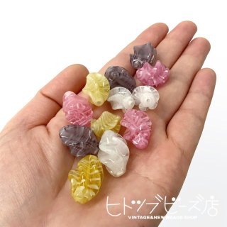 【全4色】日本製ヴィンテージガラスビーズ2個 つぼみ