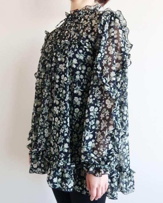 【再入荷】フラワーシフォンチュニック - seventen