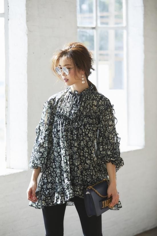 再入荷】フラワーシフォンチュニック - seventen 再入荷】フラワーシフォンチュニック - seventen