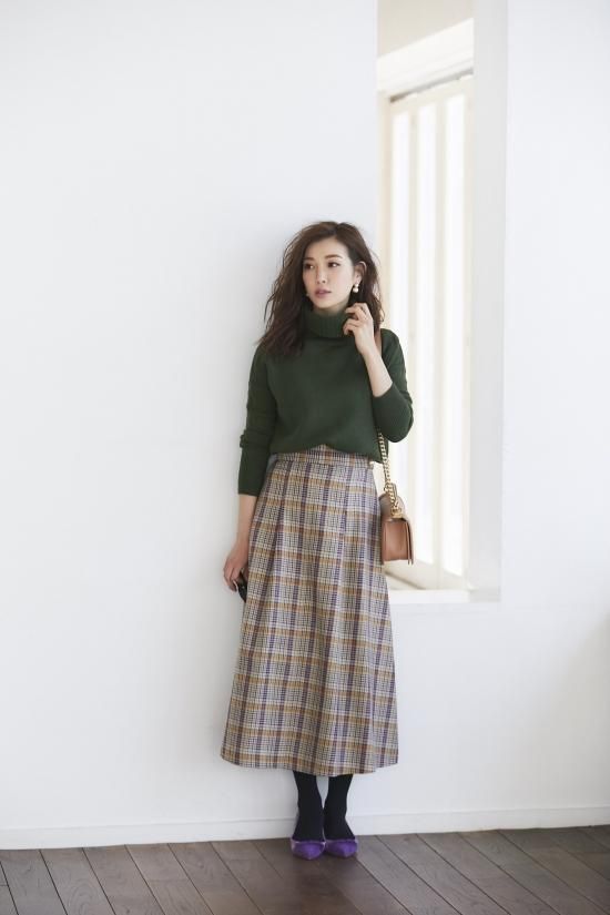 パールボタンチェックスカート -seventen-