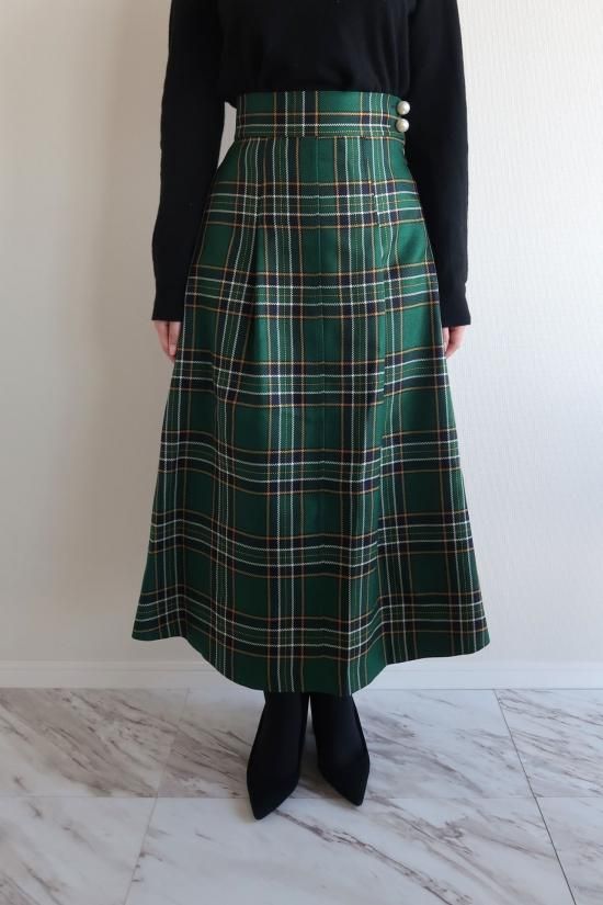 セブンテン　チェック　スカート パールボタンチェックスカート -seventen-