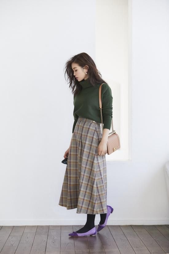 パールボタンチェックスカート -seventen-