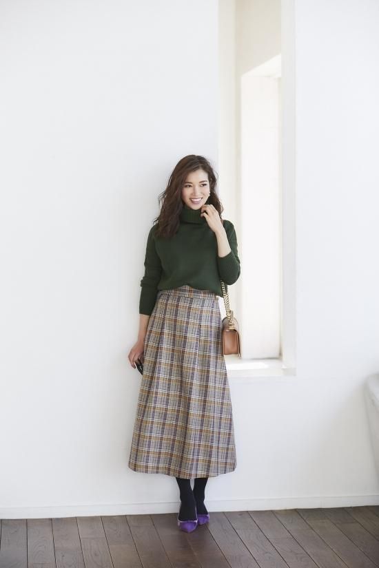 パールボタンチェックスカート -seventen-