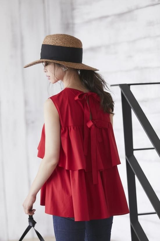 バックリボンフリルトップス -seventen-