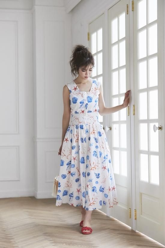 シェルプリントドレス -seventen-