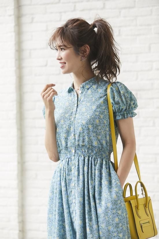 SEVENTEN セブンテン　フローラルシフォンロングドレス 20%OFF】フローラルシフォンロングドレス(ライトグリーン