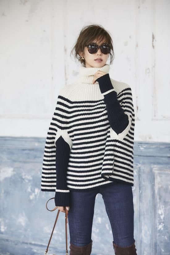 セブンテンボーダーニットネイビー ボーダープラケットニット(ネイビー) - seventen