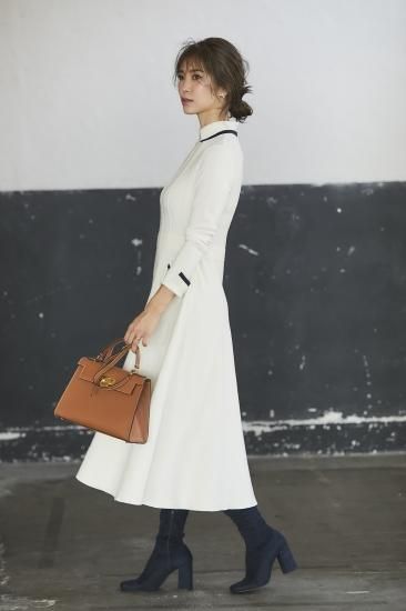 襟付きニットドレス(オフ) - seventen