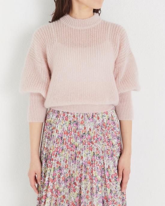 未使用タグ付き　アナイ　パフスリーブニット　モヘア　ラメ　ピンクベージュ　38 未使用タグ付き アナイ パフスリーブニット モヘア ラメ ピンク