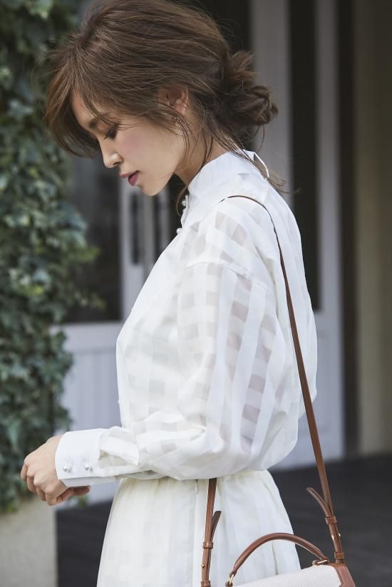 再入荷】シースルーギンガムシャツ(ホワイト) - seventen 再入荷】シースルーギンガムシャツ(ホワイト) - seventen