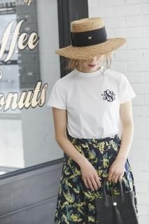 【再入荷】SVTロゴ刺繍Tシャツ(ホワイト×ネイビー)