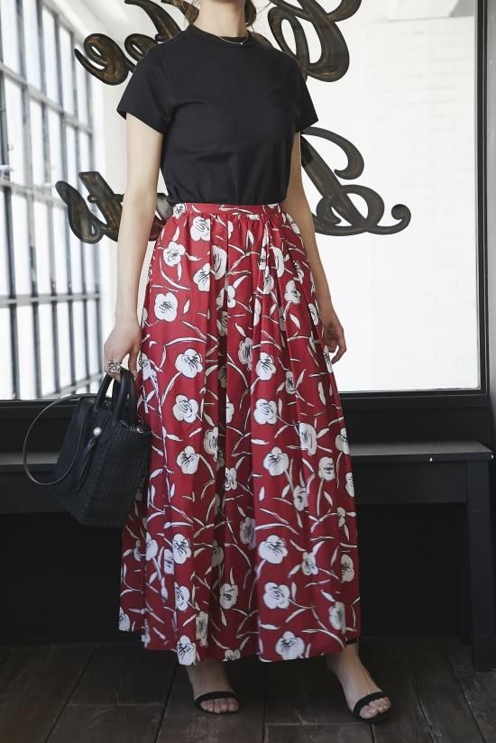 SEVEN TEN×KEITAMARUYAMA 夜の花プリントプリーツスカート