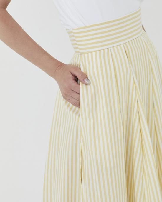 ストライプタックスカート(イエロー) - seventen