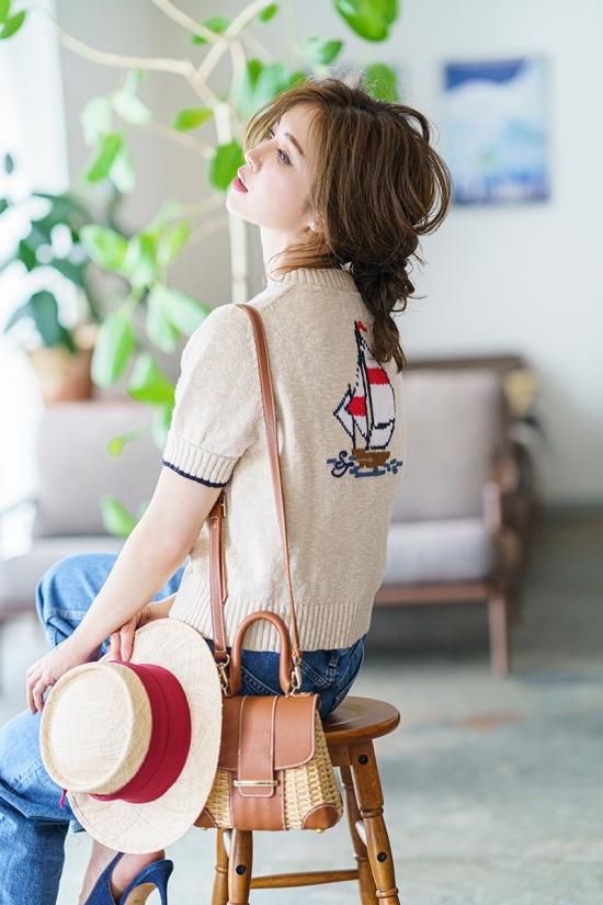 再入荷】マリンモチーフ刺繍カーディガン(オフホワイト) - seventen