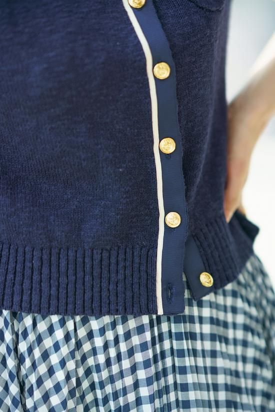再入荷】マリンモチーフ刺繍カーディガン(ネイビー) - seventen