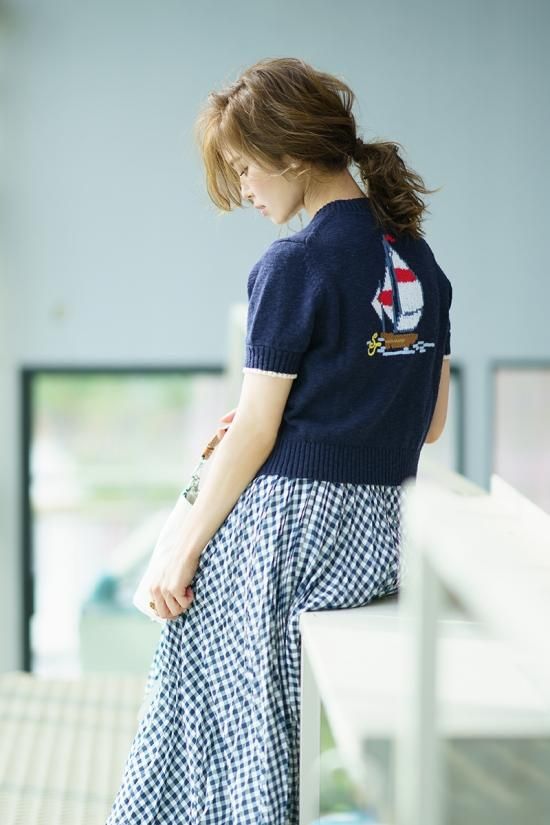 再入荷】マリンモチーフ刺繍カーディガン(ネイビー) - seventen 再入荷】マリンモチーフ刺繍カーディガン(ネイビー) - seventen