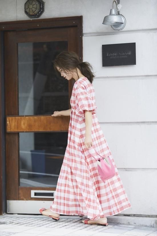 美品・seventen・セブンテン・パフスリーブ チェック柄