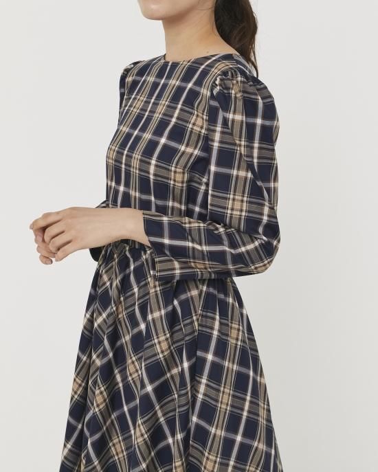 美品・seventen・セブンテン・パフスリーブ　チェック柄ワンピース 美品・seventen・セブンテン・パフスリーブ チェック柄