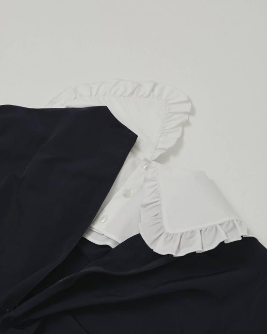 襟付きタフタワンピース(ネイビー) - seventen 襟付きタフタワンピース(ネイビー) - seventen