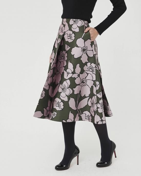 y♡新品♡今季品♡ジャガードローズプリントスカート ブラック y様専用♡新品♡今季品♡ジャガードローズプリントスカート ブラック