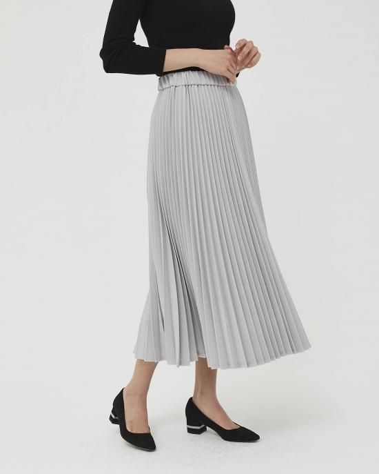プリーツスカート(シルバーグレー) - seventen