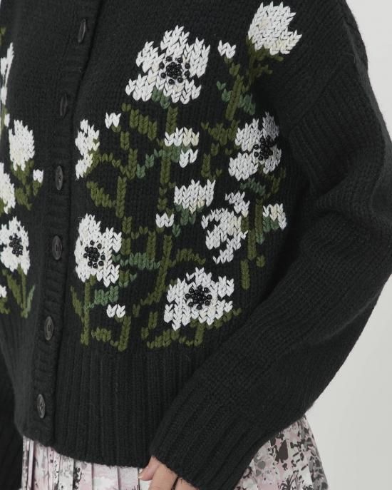 フラワー刺繍ニットカーディガン(ベージュ) - seventen フラワー刺繍ニットカーディガン(ベージュ) - seventen