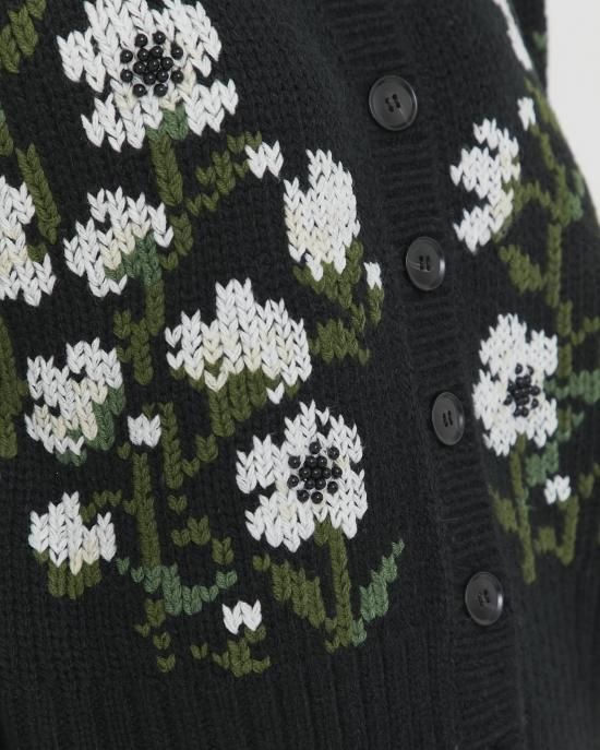 フラワー刺繍ニットカーディガン(ベージュ) - seventen フラワー刺繍ニットカーディガン(ベージュ) - seventen