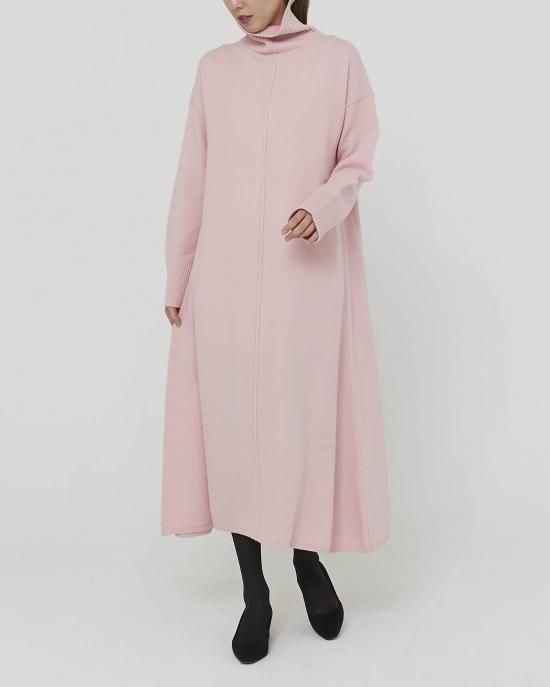 Aラインタートルニットドレス(オフホワイト) - seventen