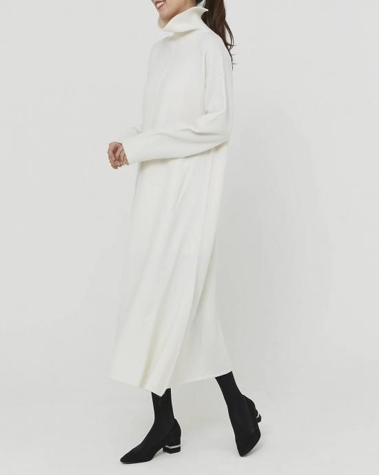 セブンテン バイ ミホ カワヒト Aラインタートルニットドレス　S ホワイト Aラインタートルニットドレス(ミント) - seventen