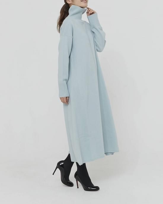 Aラインタートルニットドレス(ミント) - seventen