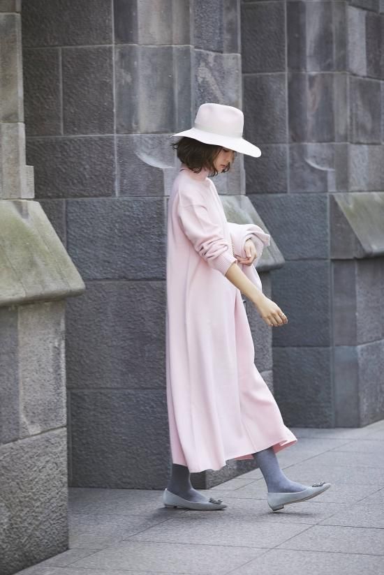 Aラインタートルニットドレス(ライトピンク) - seventen