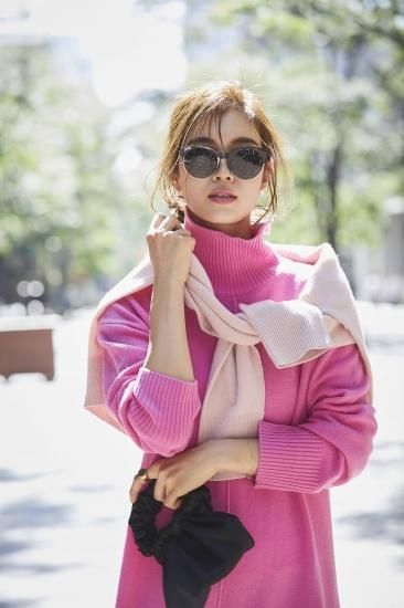 seventen Aラインタートルニットドレス(ライトピンク)