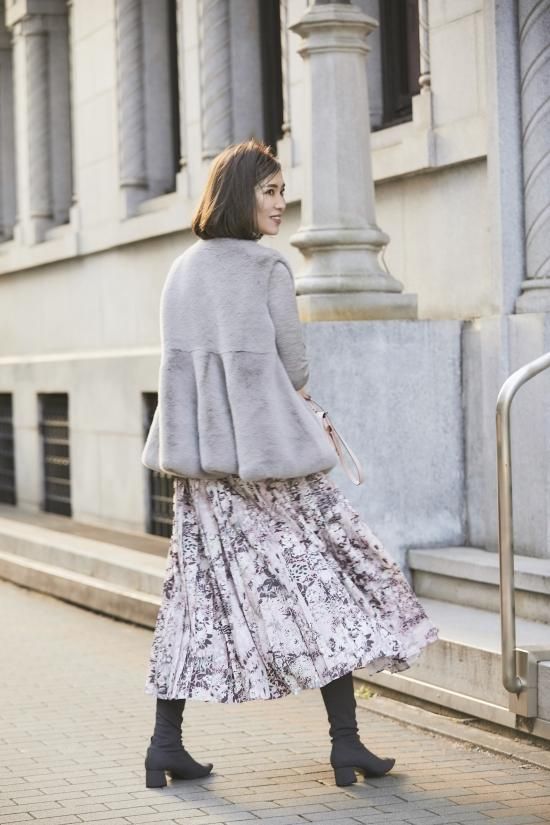 プリントプリーツスカート(ピンク) - seventen