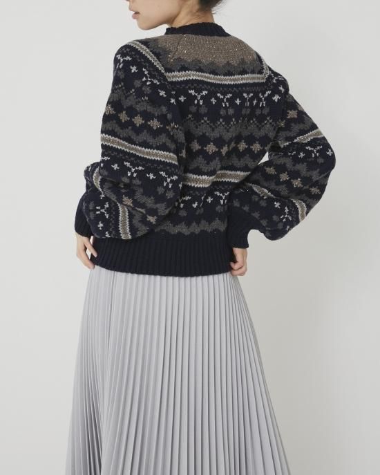 【極美品】セブンテン　ミホカワヒト　チェリージャガードニット　ウールセーター　M 極美品】セブンテン ミホカワヒト チェリージャガードニット