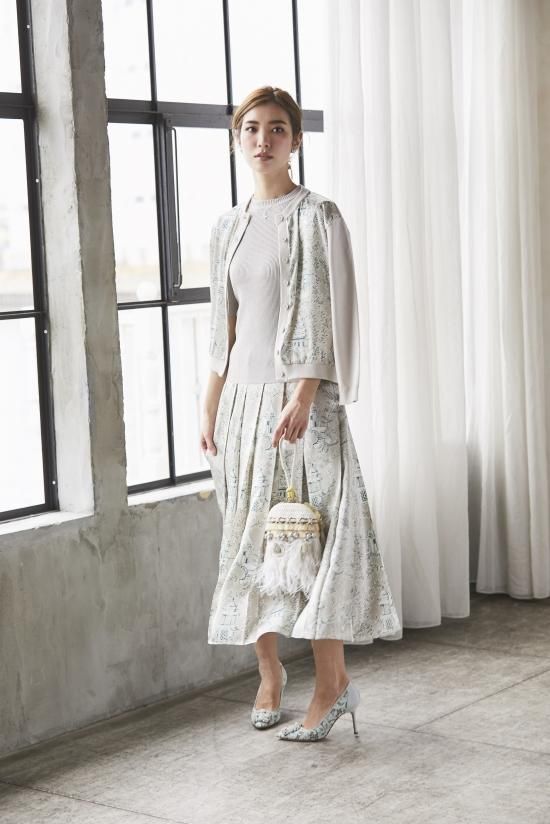 シノワズリサテンプリントカーディガン(グレージュ） - seventen