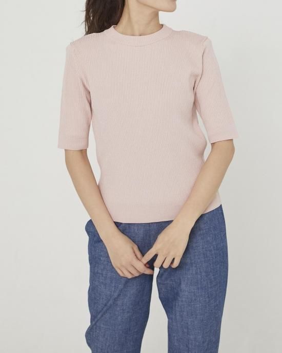 ベーシックショートスリーブニット(ライトベージュ) - seventen