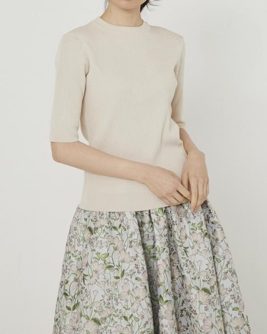 ベーシックショートスリーブニット(ライトベージュ) - seventen