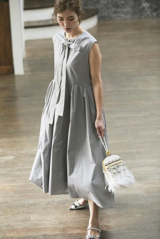 Kayme ケイミー Vネック 切り替え ロングワンピース 11 M 通年素材