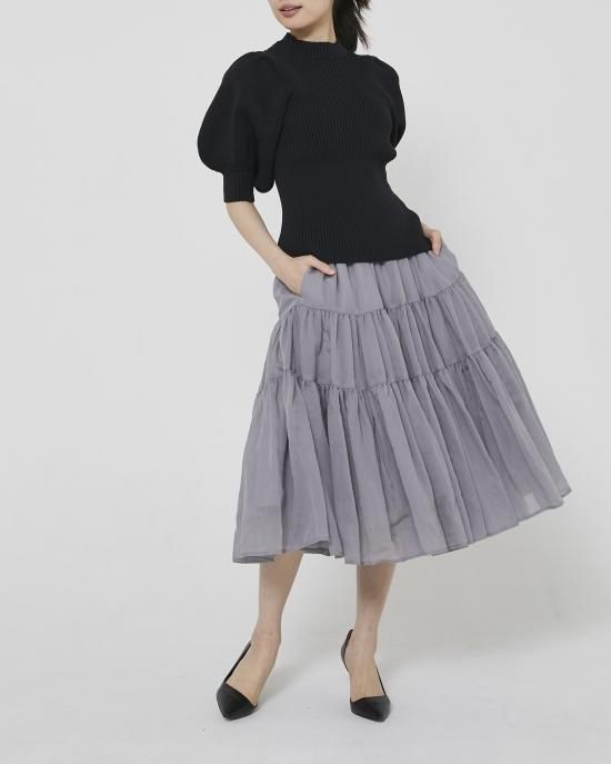 ソフトオーガンジースカート(ホワイト) - seventen