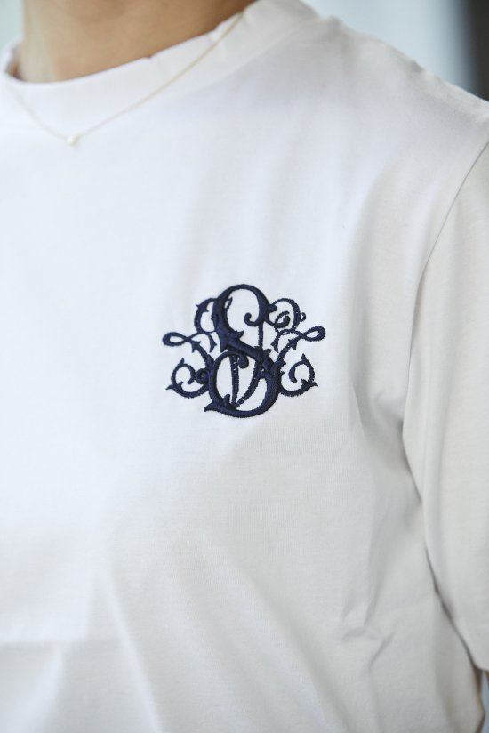 SEVEN TEN　刺繍Tシャツ(ホワイト×ネイビー)　S-2.の画像