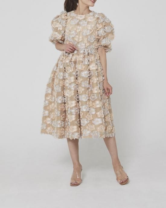 セブンテン フローラルパフスリーブワンピース(ブラック) フローラルパフスリーブワンピース(ブラック) - seventen