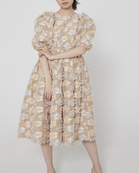 セブンテン フローラルパフスリーブワンピース(ブラック) フローラルパフスリーブワンピース(ブラック) - seventen