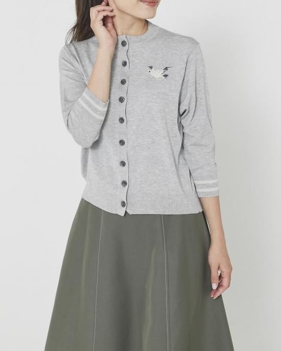 パールモチーフカーディガン(ブラック) - seventen